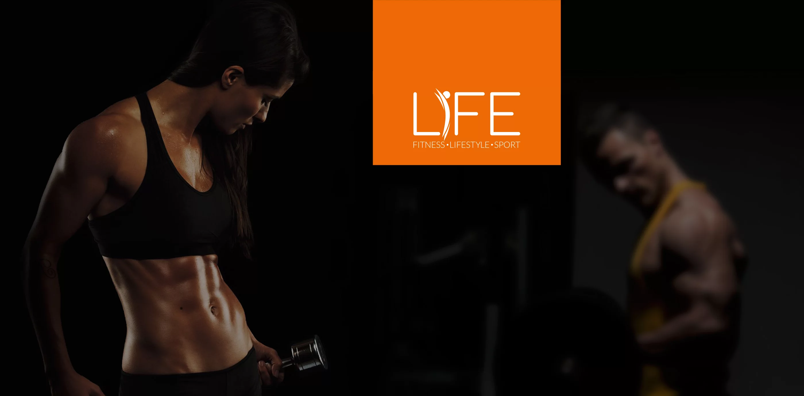 Life Fitnessstudio - Headergrafik mit sportlichen Menschen